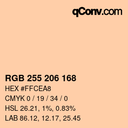 カラーコード: RGB 255 206 168 | qconv.com