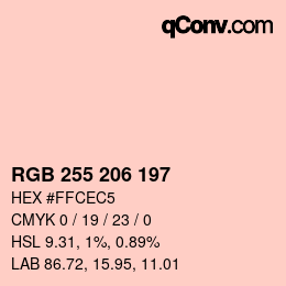 カラーコード: RGB 255 206 197 | qconv.com