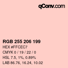 Color code: RGB 255 206 199 | qconv.com