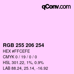 Color code: RGB 255 206 254 | qconv.com