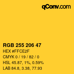 Color code: RGB 255 206 47 | qconv.com