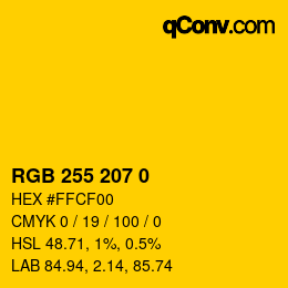 Código de color: RGB 255 207 0 | qconv.com