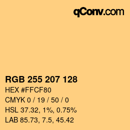 Color code: RGB 255 207 128 | qconv.com