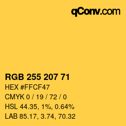 Color code: RGB 255 207 71 | qconv.com