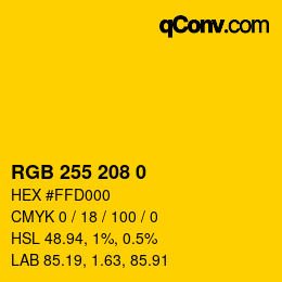 カラーコード: RGB 255 208 0 | qconv.com