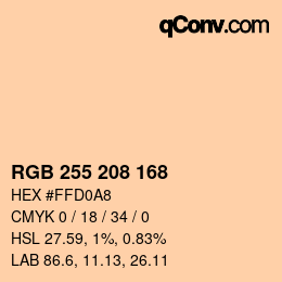颜色代码: RGB 255 208 168 | qconv.com