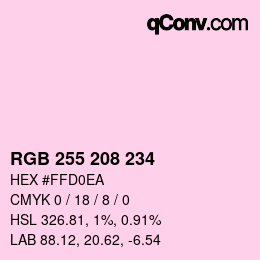 颜色代码: RGB 255 208 234 | qconv.com