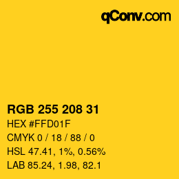 Code couleur: RGB 255 208 31 | qconv.com
