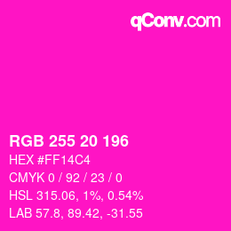 颜色代码: RGB 255 20 196 | qconv.com