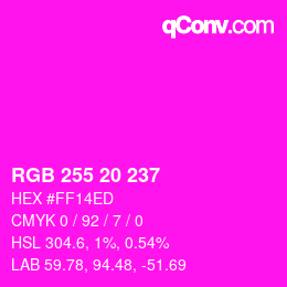 Color code: RGB 255 20 237 | qconv.com