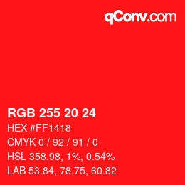 Color code: RGB 255 20 24 | qconv.com