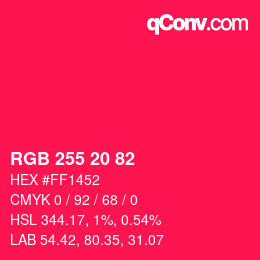 Color code: RGB 255 20 82 | qconv.com