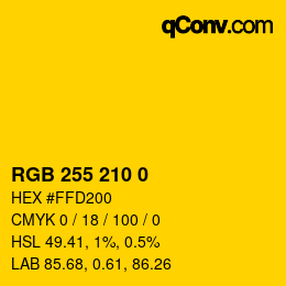 颜色代码: RGB 255 210 0 | qconv.com