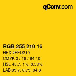 Color code: RGB 255 210 16 | qconv.com