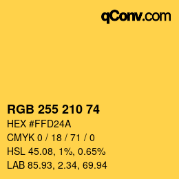 颜色代码: RGB 255 210 74 | qconv.com