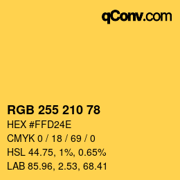 颜色代码: RGB 255 210 78 | qconv.com