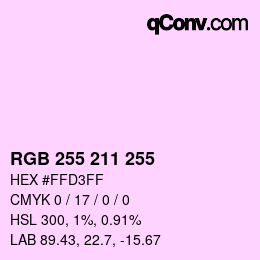 Color code: RGB 255 211 255 | qconv.com