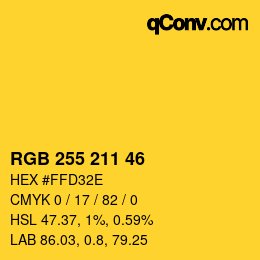 Color code: RGB 255 211 46 | qconv.com