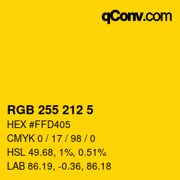颜色代码: RGB 255 212 5 | qconv.com