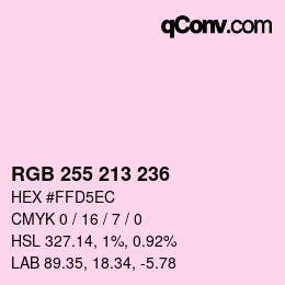 颜色代码: RGB 255 213 236 | qconv.com