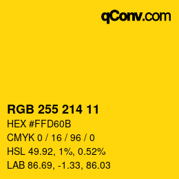 Color code: RGB 255 214 11 | qconv.com