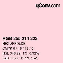 カラーコード: RGB 255 214 222 | qconv.com