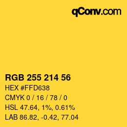Color code: RGB 255 214 56 | qconv.com