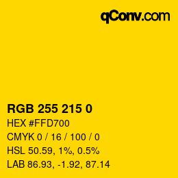 颜色代码: RGB 255 215 0 | qconv.com