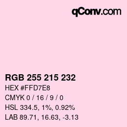 Color code: RGB 255 215 232 | qconv.com