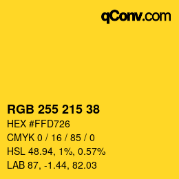 カラーコード: RGB 255 215 38 | qconv.com
