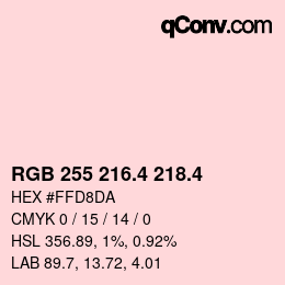 カラーコード: RGB 255 216.4 218.4 | qconv.com