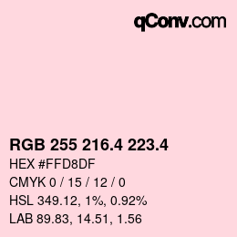 カラーコード: RGB 255 216.4 223.4 | qconv.com