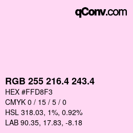 カラーコード: RGB 255 216.4 243.4 | qconv.com