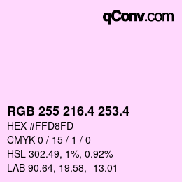 カラーコード: RGB 255 216.4 253.4 | qconv.com