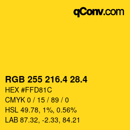 カラーコード: RGB 255 216.4 28.4 | qconv.com