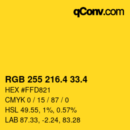 カラーコード: RGB 255 216.4 33.4 | qconv.com