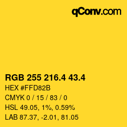 カラーコード: RGB 255 216.4 43.4 | qconv.com