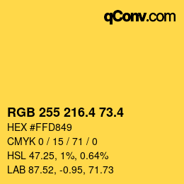 カラーコード: RGB 255 216.4 73.4 | qconv.com