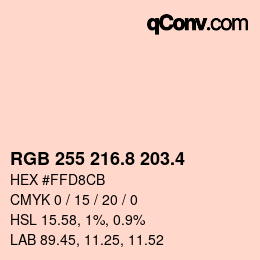 カラーコード: RGB 255 216.8 203.4 | qconv.com