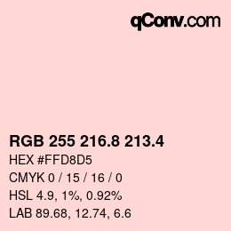 カラーコード: RGB 255 216.8 213.4 | qconv.com