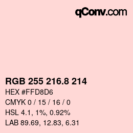 カラーコード: RGB 255 216.8 214 | qconv.com