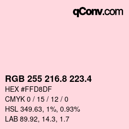 カラーコード: RGB 255 216.8 223.4 | qconv.com