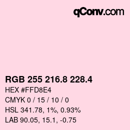 カラーコード: RGB 255 216.8 228.4 | qconv.com