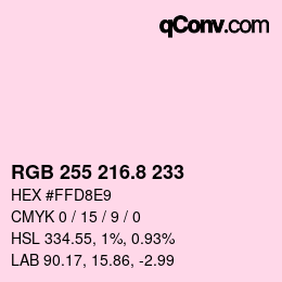 Color code: RGB 255 216.8 233 | qconv.com