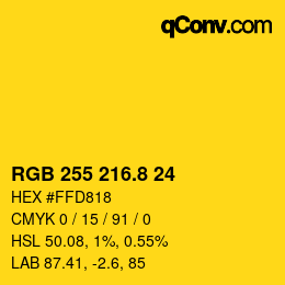 カラーコード: RGB 255 216.8 24 | qconv.com
