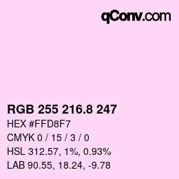 カラーコード: RGB 255 216.8 247 | qconv.com