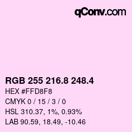 カラーコード: RGB 255 216.8 248.4 | qconv.com
