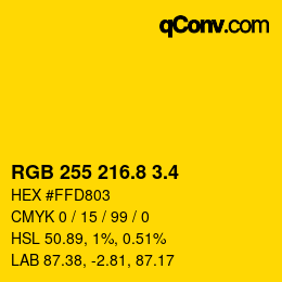 カラーコード: RGB 255 216.8 3.4 | qconv.com