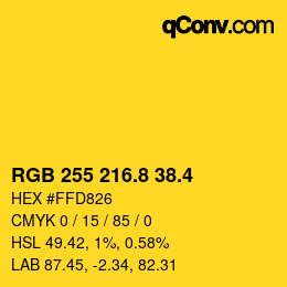 カラーコード: RGB 255 216.8 38.4 | qconv.com