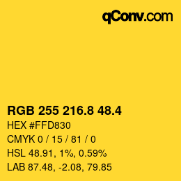カラーコード: RGB 255 216.8 48.4 | qconv.com